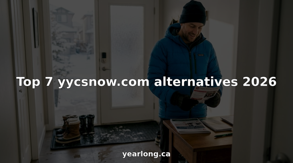 Calgary homeowner comparing snow removal service brochures