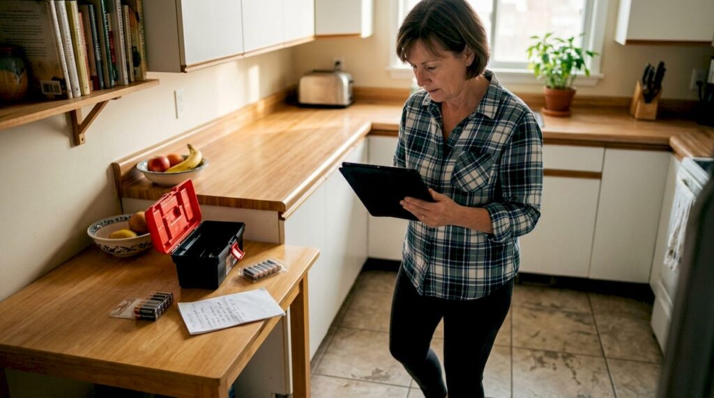 Landlord inspecting rental property with tablet