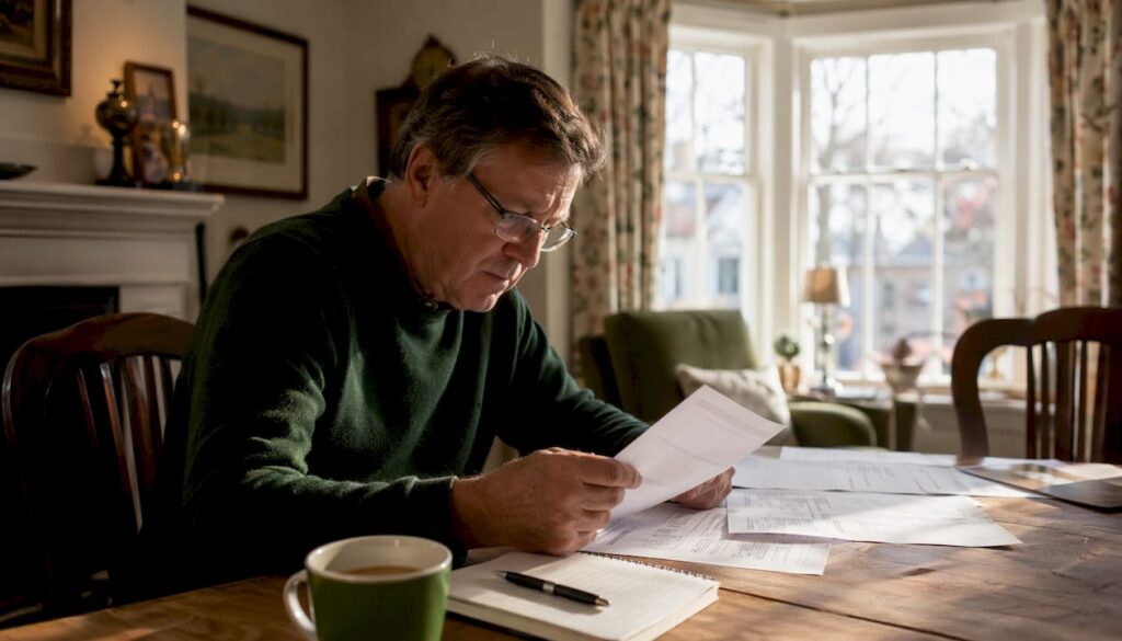 Homeowner reviewing HOA maintenance documents