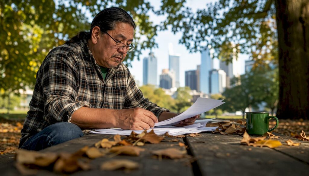 Property manager reviewing service contracts