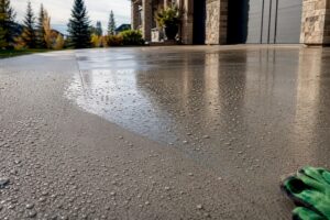 Water beading on a sealed Calgary driveway